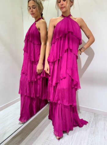 Shop Online Vestito lungo a balze cardinale HaveOne