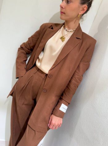 Shop Online Pantalone palazzo cioccolato in lino Hinnominate