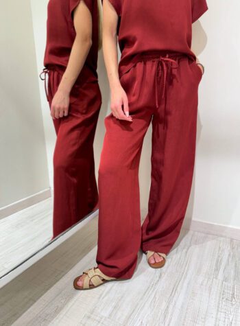 Shop Online Pantalone palazzo bordeaux con laccio Vicolo