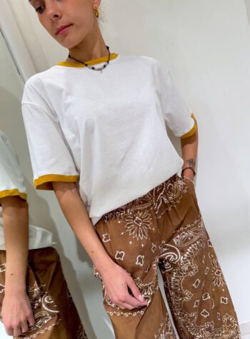 Shop Online Pantalone palazzo senape fantasia cachemire Souvenir