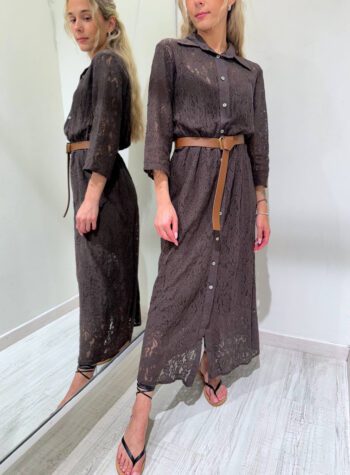 Shop Online Vestito chemisier in pizzo moro con cintura Susy Mix