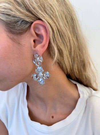 Shop Online Orecchini pendenti fiore argento