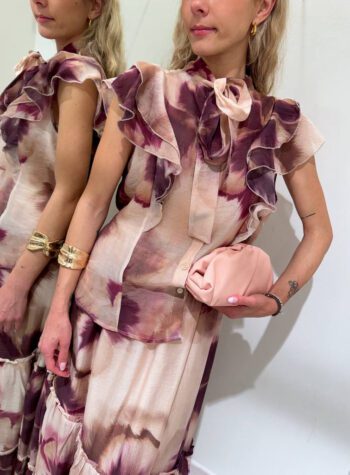 Shop Online Vestito lungo in fantasia biege e viola tie dye Vicolo
