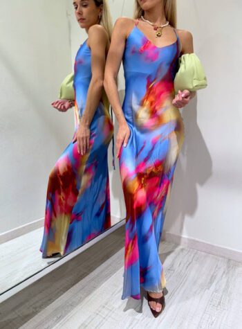 Shop Online Vestito lungo tie dye multicolore HaveOne