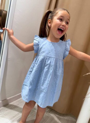 Shop Online Vestito azzurro ricamo fiori Name It