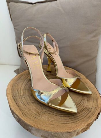 Shop Online Sandalo oro laminato con tacco Ovyè