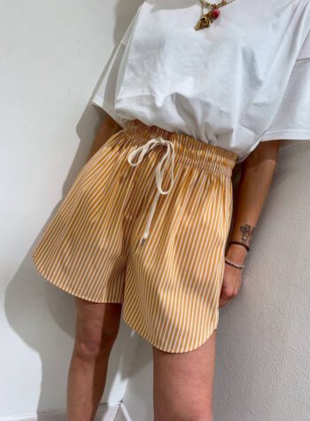 Shop Online Short in cotone ampio righe arancio Vicolo