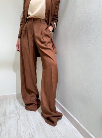 Shop Online Pantalone palazzo cioccolato in lino Hinnominate