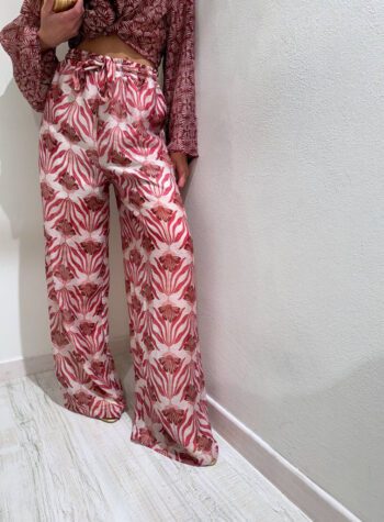 Shop Online Pantalone fantasia floreale rosso HaveOne