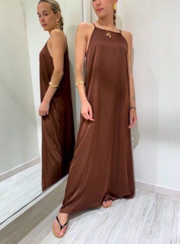 Shop Online Vestito lungo satin cioccolato HaveOne