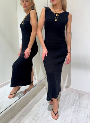 Shop Online Vestito midi nero crochet schiena scoperta Susy Mix
