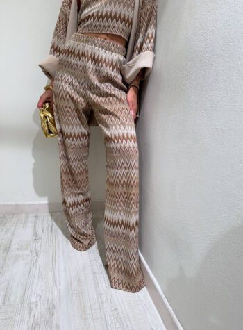 Shop Online Pantalone fantasia zig zag beige HaveOne
