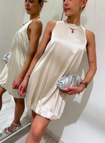 Shop Online Vestito corto in raso ecrù palloncino Kontatto