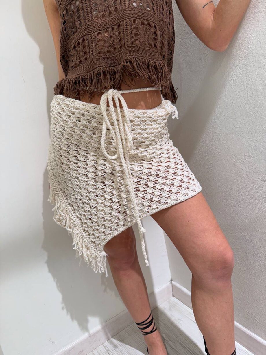 Shop Online Pareo corto crochet burro con frange HaveOne
