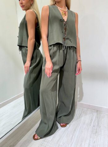 Shop Online Coordinato pantalone e gilet verde militare HaveOne