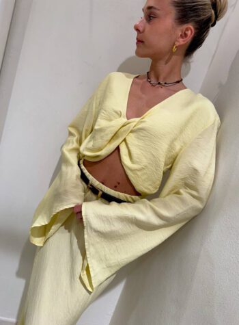 Shop Online Gonna lunga giallo pulcino con cintura HaveOne