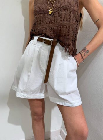 Shop Online Short latte in cotone con cintura HaveOne