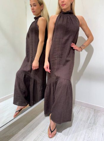 Shop Online Vestito moro lungo in lino con balza Vicolo