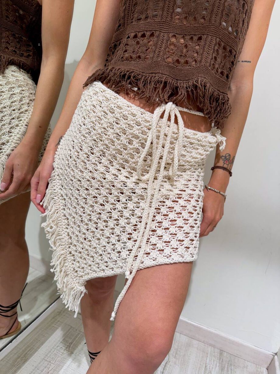 Shop Online Pareo corto crochet burro con frange HaveOne