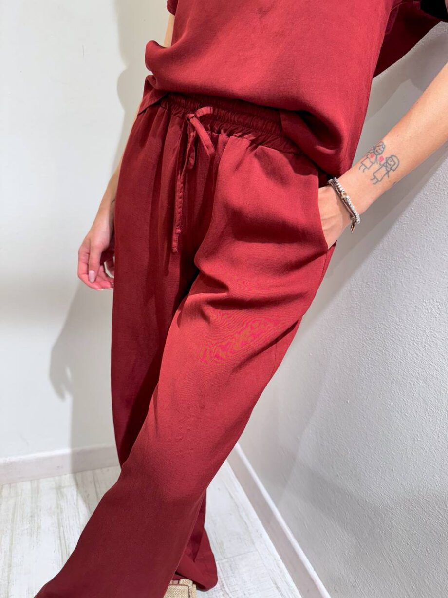Shop Online Pantalone palazzo bordeaux con laccio Vicolo