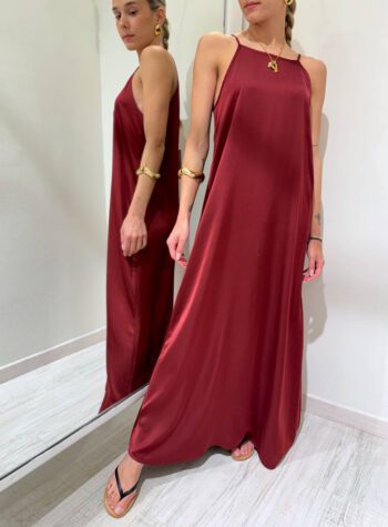 Shop Online Vestito lungo satin bordeaux HaveOne