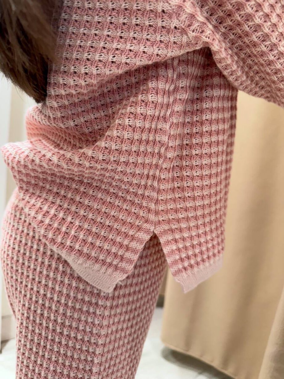 Shop Online Pantalone palazzo corto in maglia rosa Lil' Atelier
