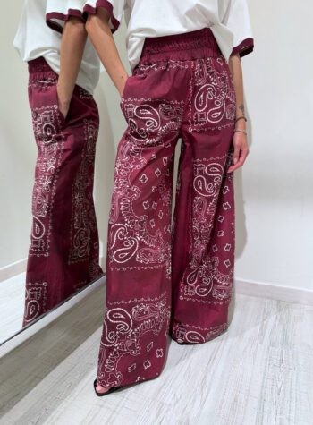 Shop Online Pantalone palazzo bordeaux fantasia cachemire Souvenir