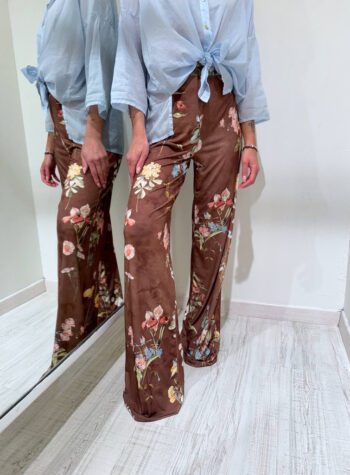 Shop Online Pantalone dritto fluido moro floreale Vicolo