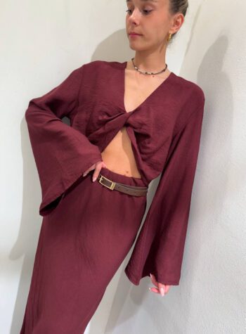 Shop Online Gonna lunga bordeaux con cintura HaveOne