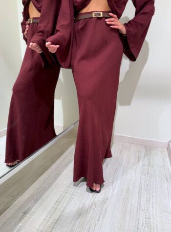 Shop Online Gonna lunga bordeaux con cintura HaveOne