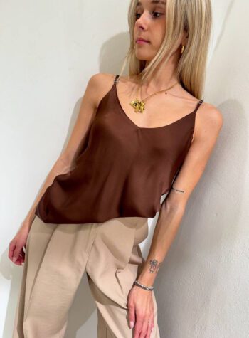 Shop Online Top satin moro spalline sottili HaveOne