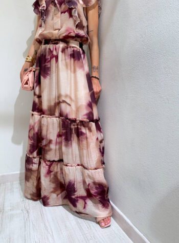Shop Online Vestito lungo in fantasia biege e viola tie dye Vicolo