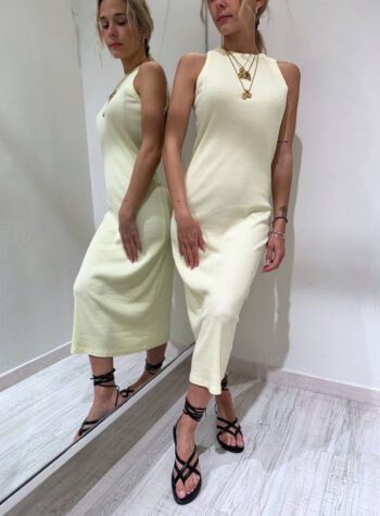 Shop Online Vestito giallo pulcino a costine smanicato Vicolo