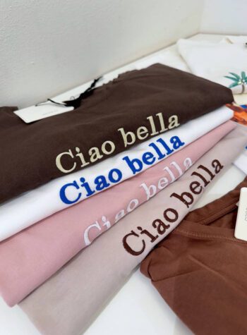 Shop Online T-shirt basic moro ricamo "Ciao Bella" Vicolo