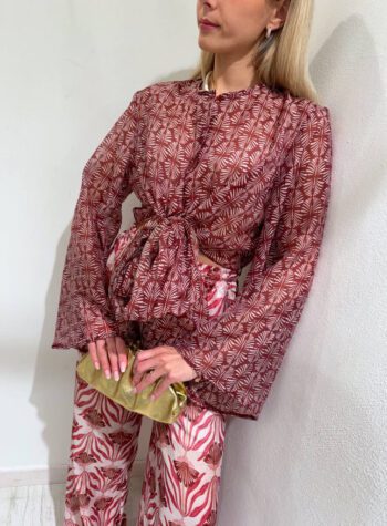 Shop Online Pantalone fantasia floreale rosso HaveOne