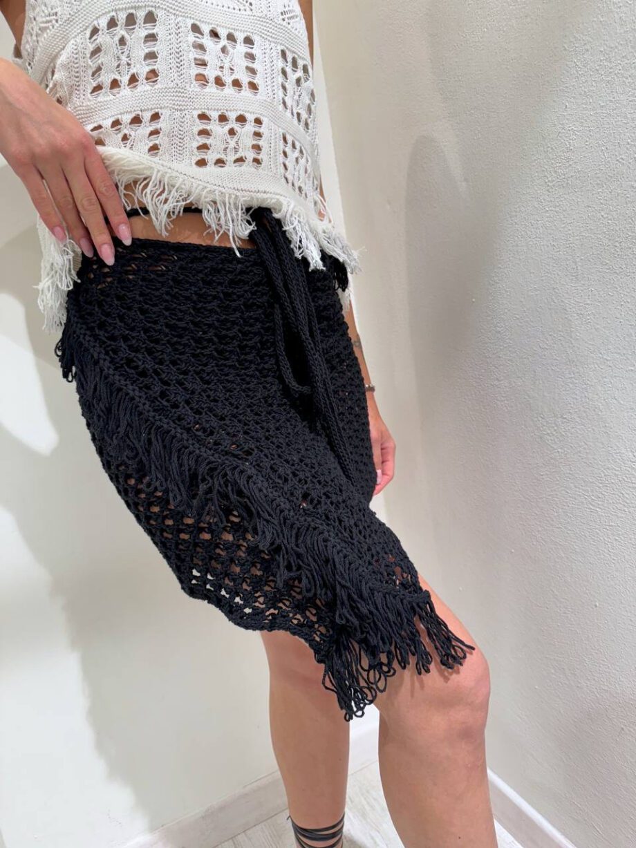 Shop Online Pareo corto crochet nero con frange HaveOne