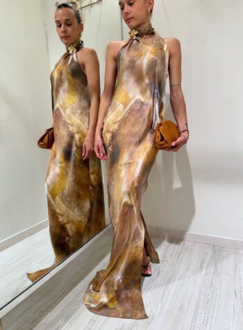 Shop Online Vestito lungo fantasia tie dye con spilla HaveOne