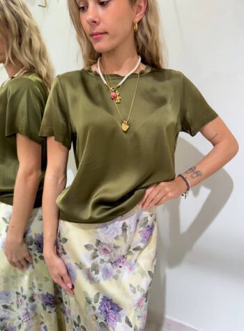 Shop Online Gonna lunga satin gialla stampa floreale Vicolo