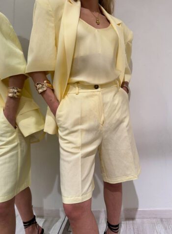 Shop Online Bermuda giallo pulcino in lino HaveOne