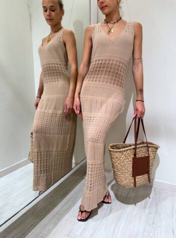 Shop Online Vestito in maglia traforato nocciola Annarita N