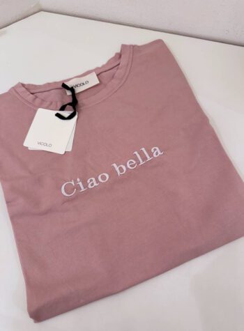 Shop Online T-shirt basic rosa cipria "Ciao Bella" Vicolo