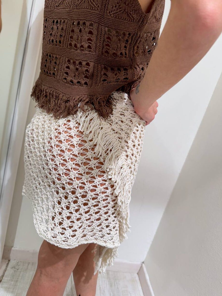 Shop Online Pareo corto crochet burro con frange HaveOne