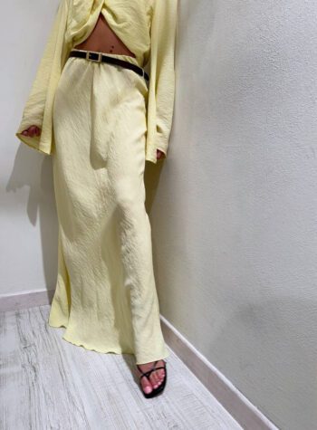 Shop Online Gonna lunga giallo pulcino con cintura HaveOne