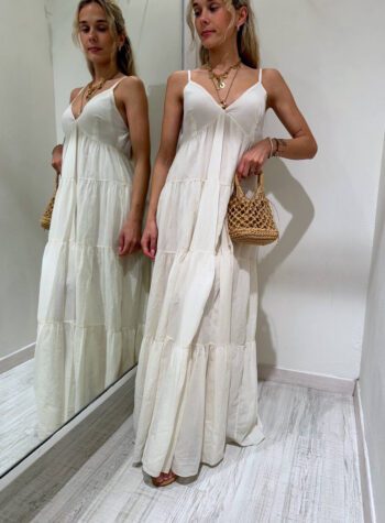Shop Online Vestito bianco in mussola a balze Susy Mix