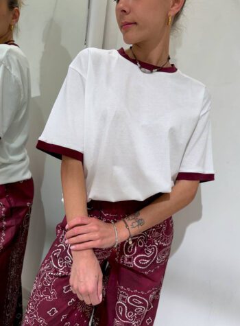 Shop Online Pantalone palazzo bordeaux fantasia cachemire Souvenir