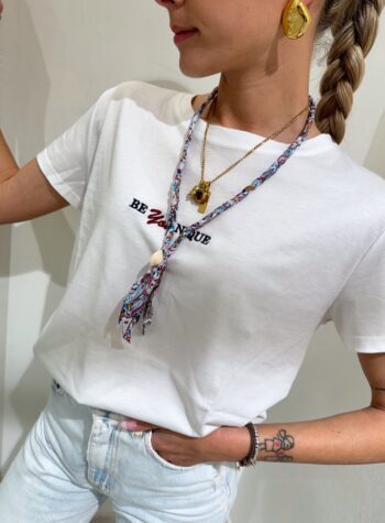 Shop Online Collana bandana intrecciata con conchiglia multicolore