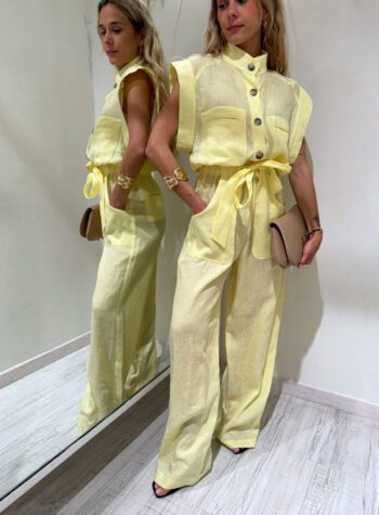 Shop Online Tuta lunga in lino giallo pulcino Vicolo