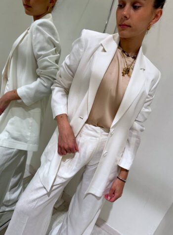 Shop Online Pantalone palazzo bianco in lino Hinnominate