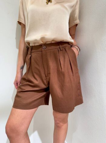 Shop Online Pantalone palazzo cioccolato in lino Hinnominate