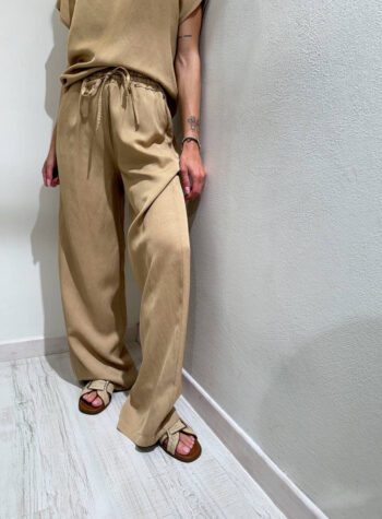 Shop Online Pantalone palazzo nocciola con laccio Vicolo